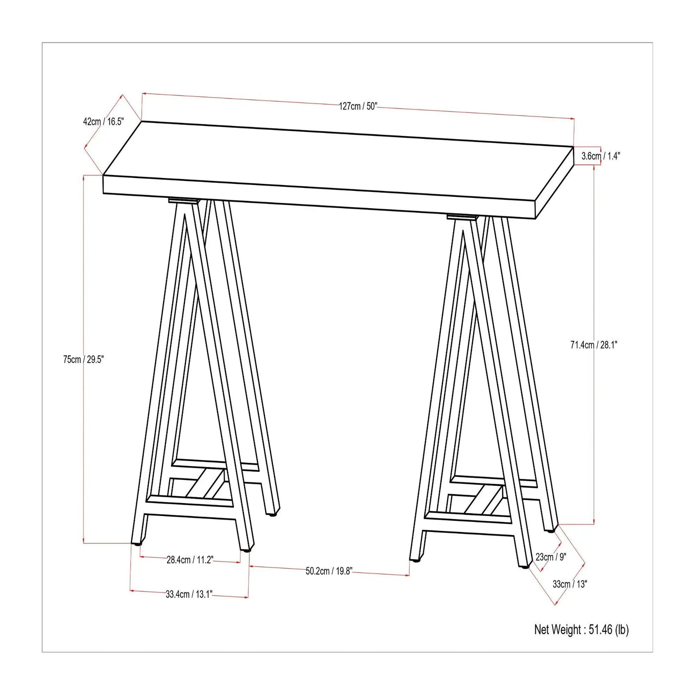 Sawhorse - Handcrafted Solid Table by Unique Piece Furniture