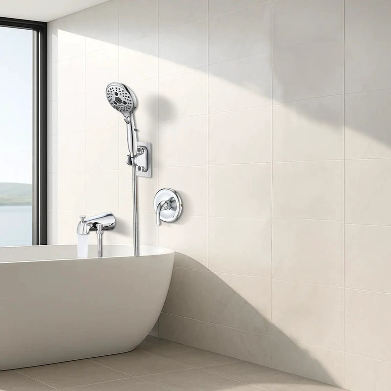 Lift-Up Diverter Bathtub Faucet with 6 Settings Handheld Shower by HouseOfZazla