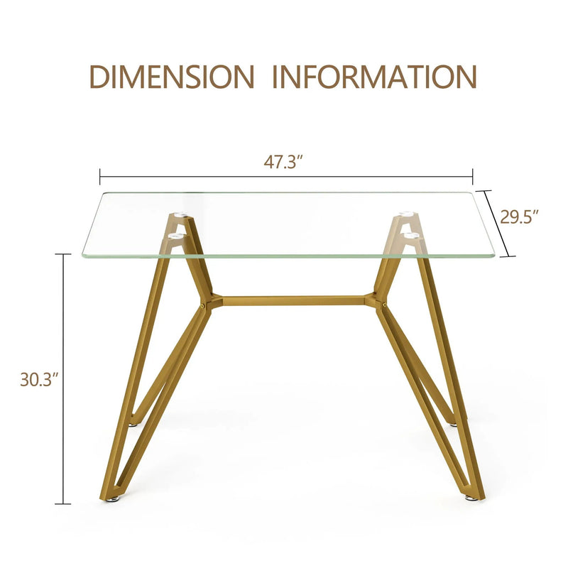Modern Glass Dining Table With Metal Legs by HouseOfZazla