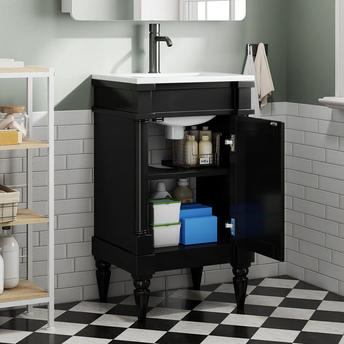 Bathroom Vanity With Sink, Storage Cabinet With Door, Drop In Sink, Compact Freestanding Design by Unique Piece Furniture