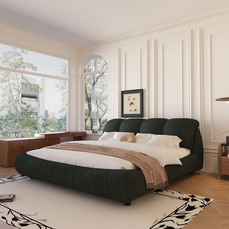 Luxury Upholstered Platform Bed With Oversized Padded Backrest And Solid Wood Frame by HouseOfZazla