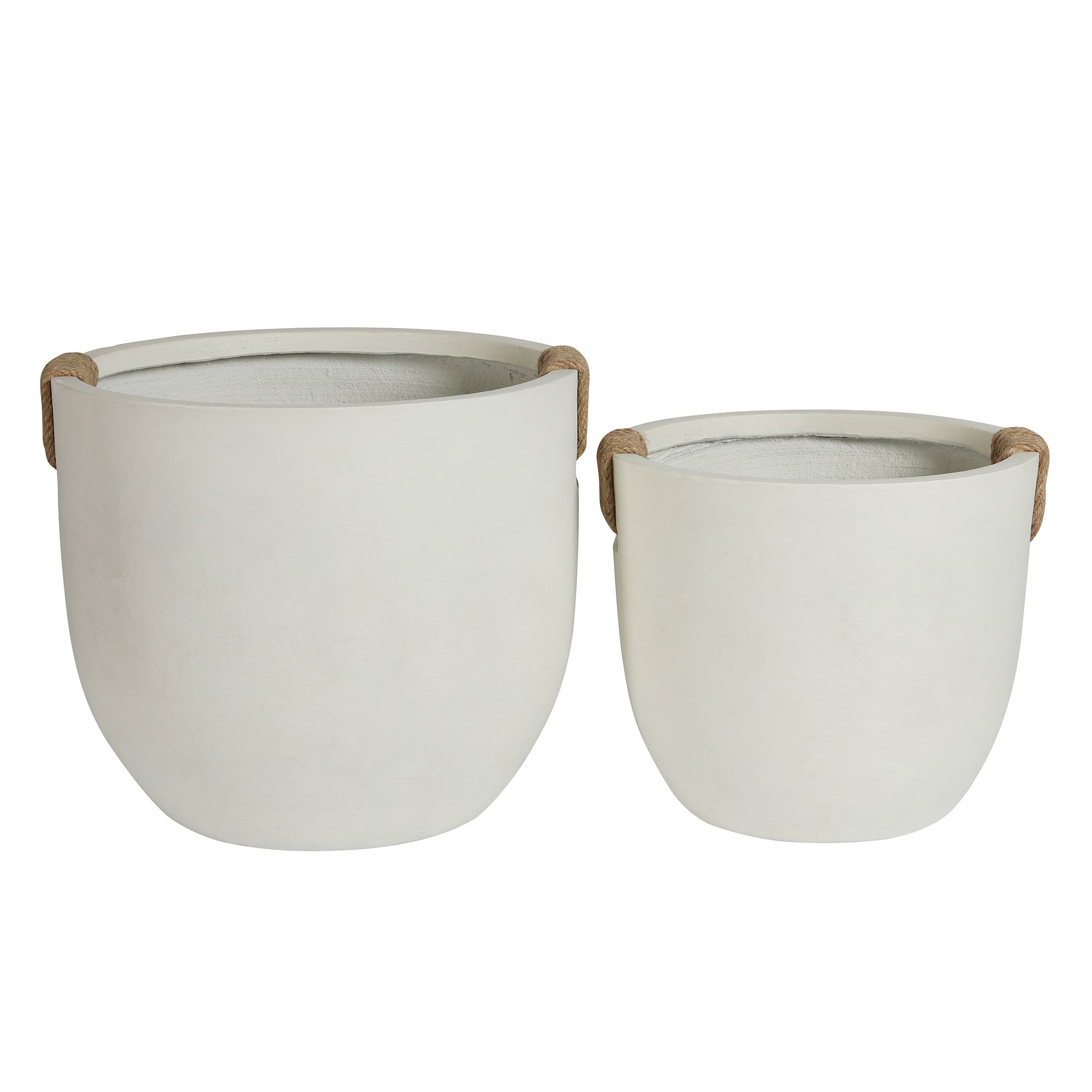 Round Concrete Planter Set of 2, Large Handmade Off White Pots by HouseOfZazla
