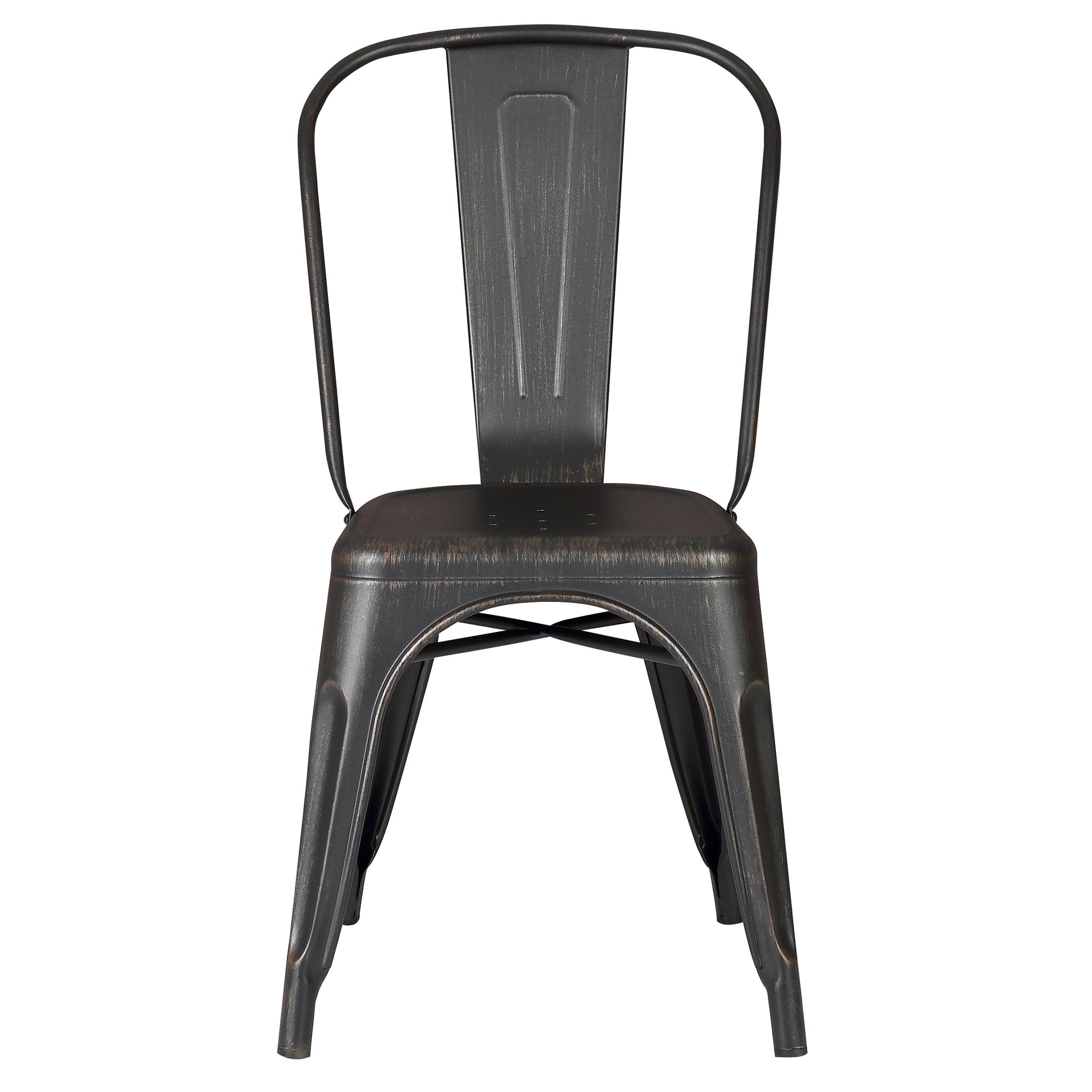 Set of 4 Stackable Metal Dining Chairs, Modern Industrial Slat Back by HouseOfZazla