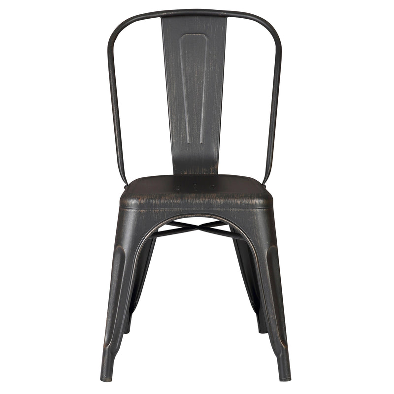 Set of 4 Stackable Metal Dining Chairs, Modern Industrial Slat Back by HouseOfZazla