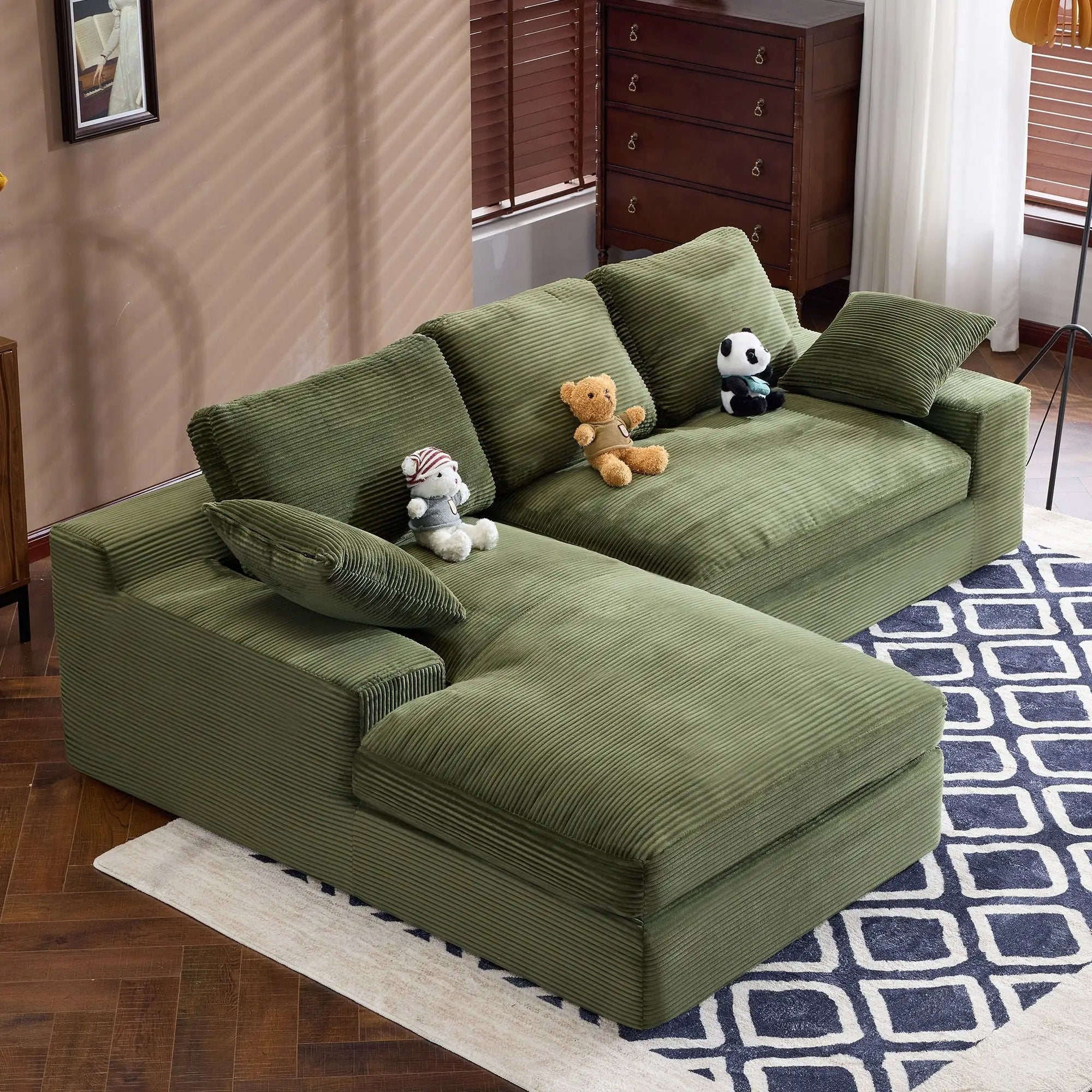 Compressed Sofa With 3 Back Cushions, 2 Throw Pillows by Unique Piece Furniture