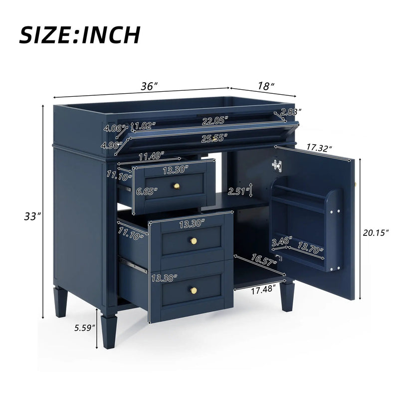 Bathroom Vanity With 2 Drawers and Tip-Out Storage Cabinet by HouseOfZazla