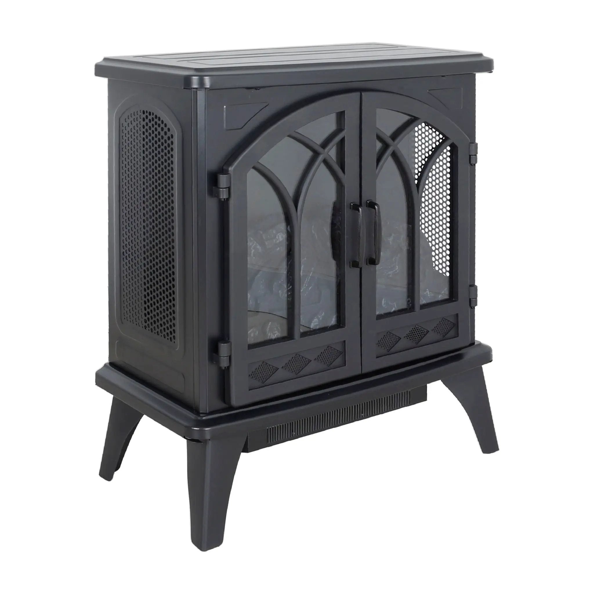 24" 3D Flame Electric Infrared Quartz Fireplace Stove With Remote Control - Antique Black by HouseOfZazla