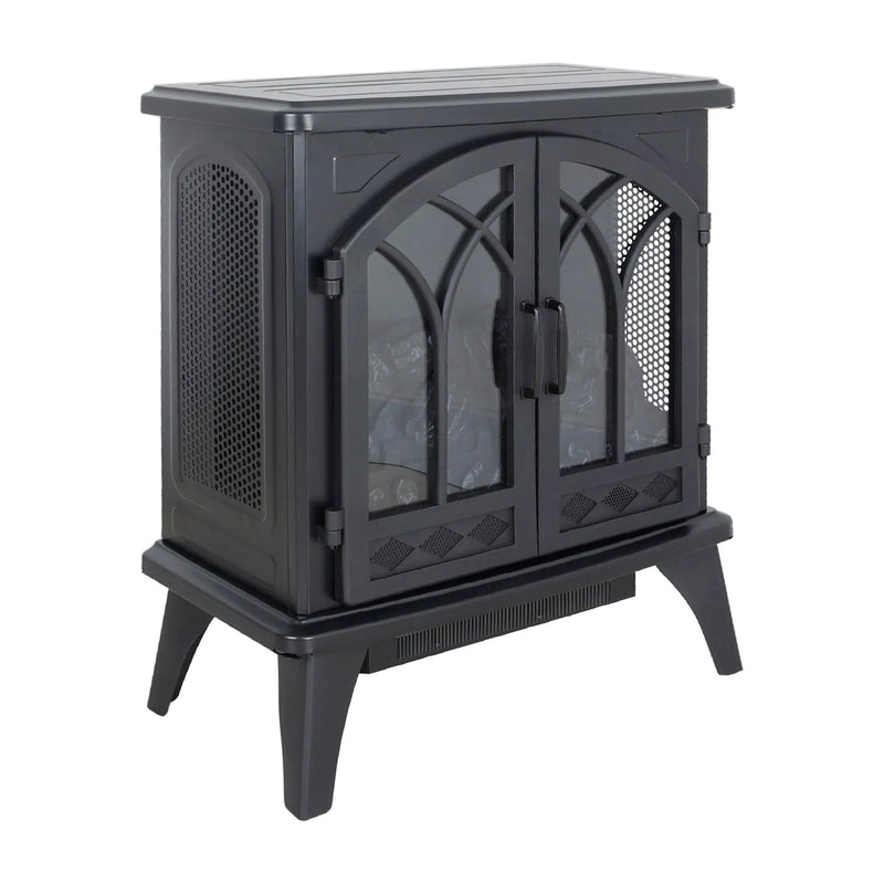 24" 3D Flame Electric Infrared Quartz Fireplace Stove With Remote Control - Antique Black by HouseOfZazla
