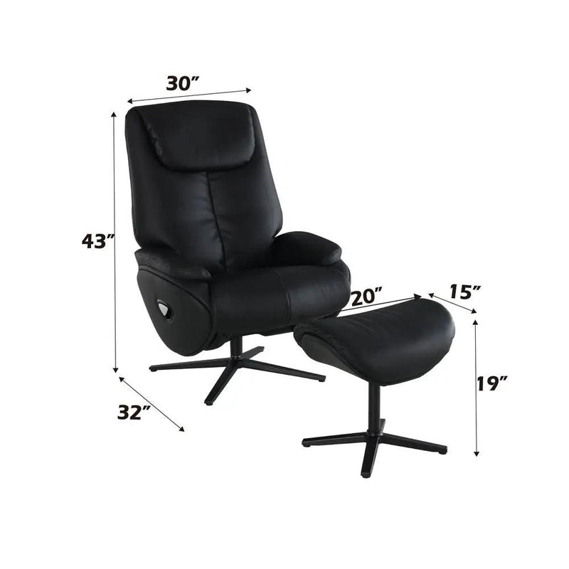 Labonita - Motion Accent Chair With Swivel & Ottoman - Black Top Grain Leather & Black by Unique Piece Furniture