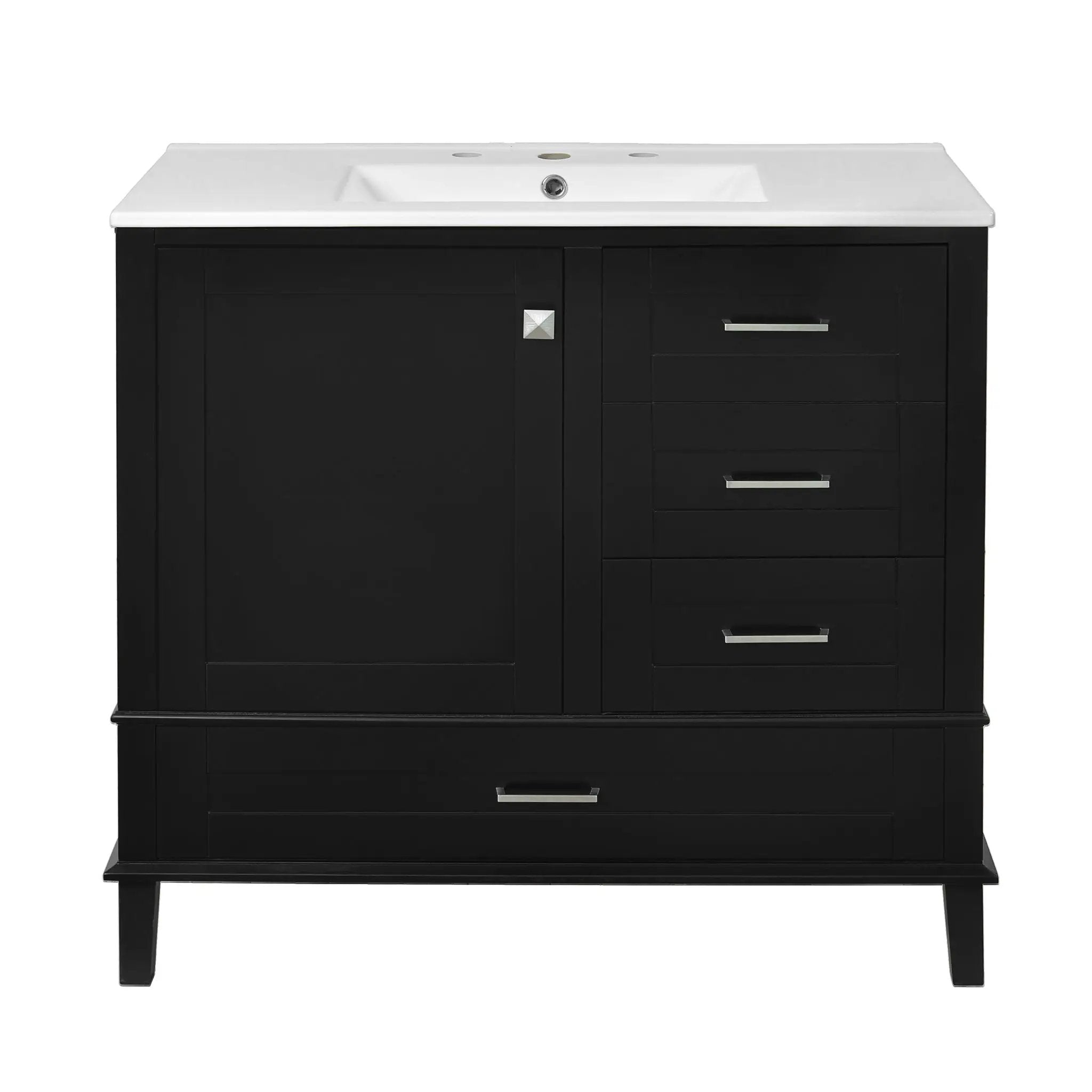 Bathroom Vanity, Modern Bathroom Cabinet With Sink Combo Set, Bathroom Storage Cabinet With A Soft Closing Door And 3 Drawers, Solid Wood Frame by HouseOfZazla