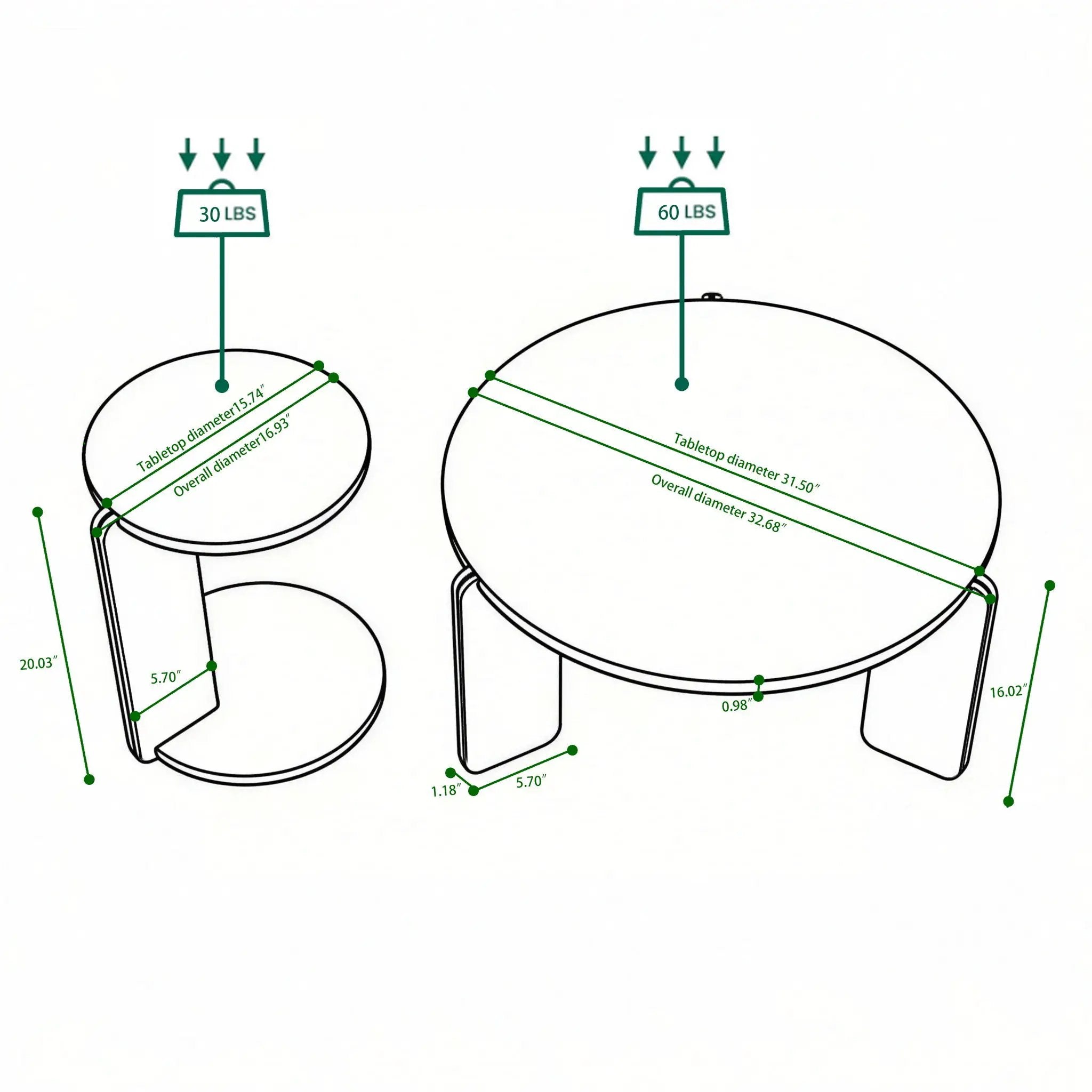 Round Coffee & End Table Set - Black by HouseOfZazla