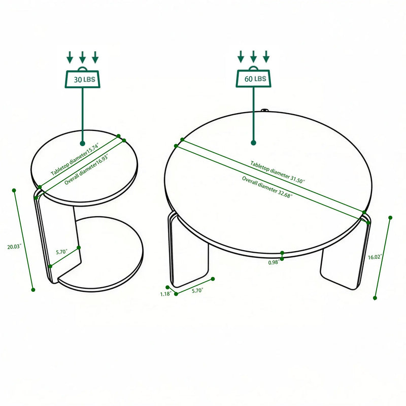 Coffee Table Set With Center Table & Side Table by HouseOfZazla
