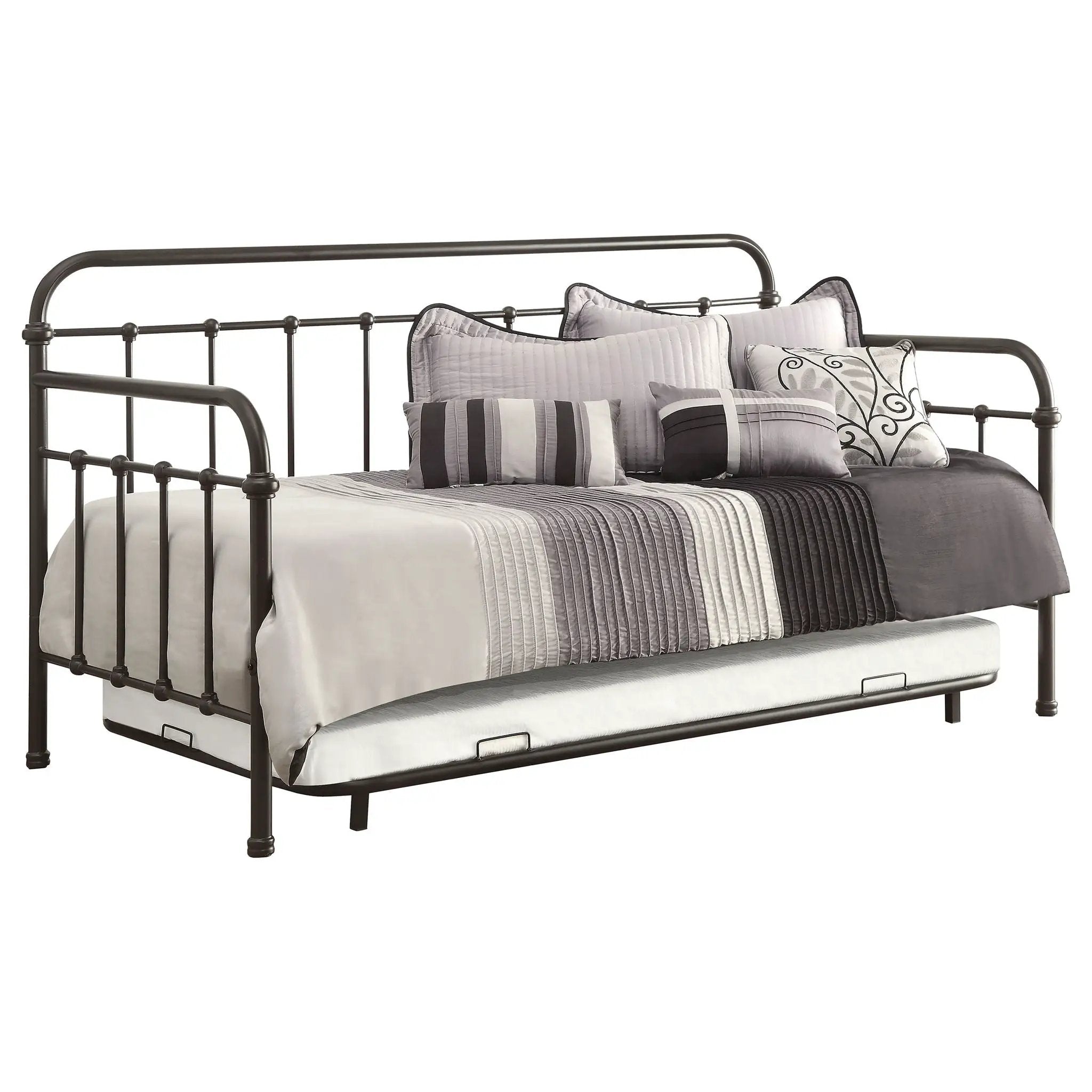 Livingston Metal Twin Daybed with Trundle Dark Bronze by Unique Piece Furniture
