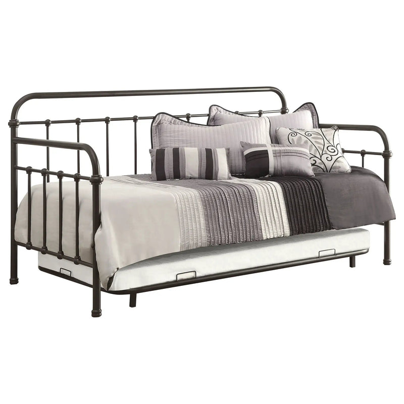 Livingston Metal Twin Daybed with Trundle Dark Bronze by Unique Piece Furniture
