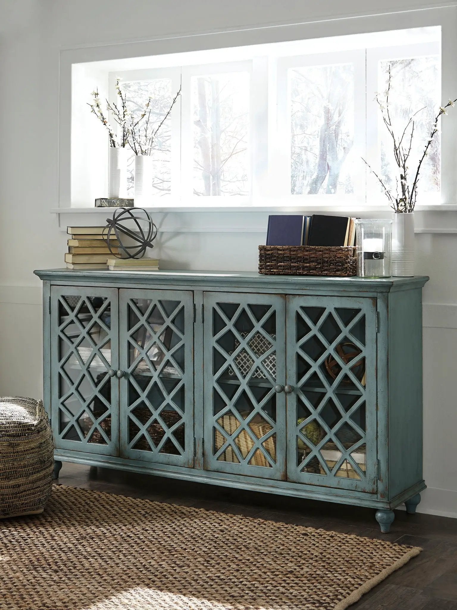 Mirimyn - Accent Cabinet - Vintage Finish - Antique Teal by Unique Piece Furniture