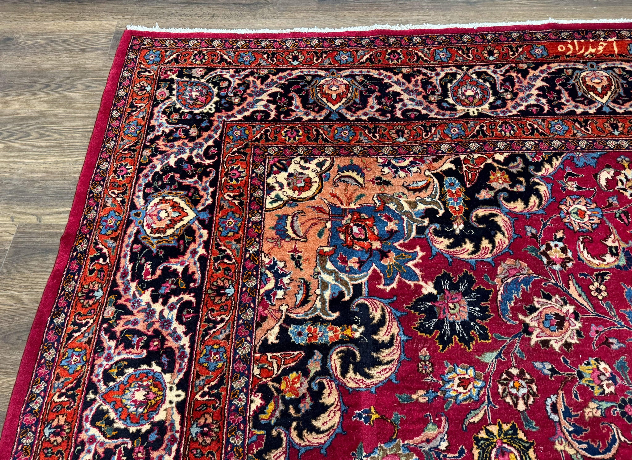 Red Persian Mashad Rug 10x13 - Floral Medallion Signed By Masterweaver by Jewel Rugs
