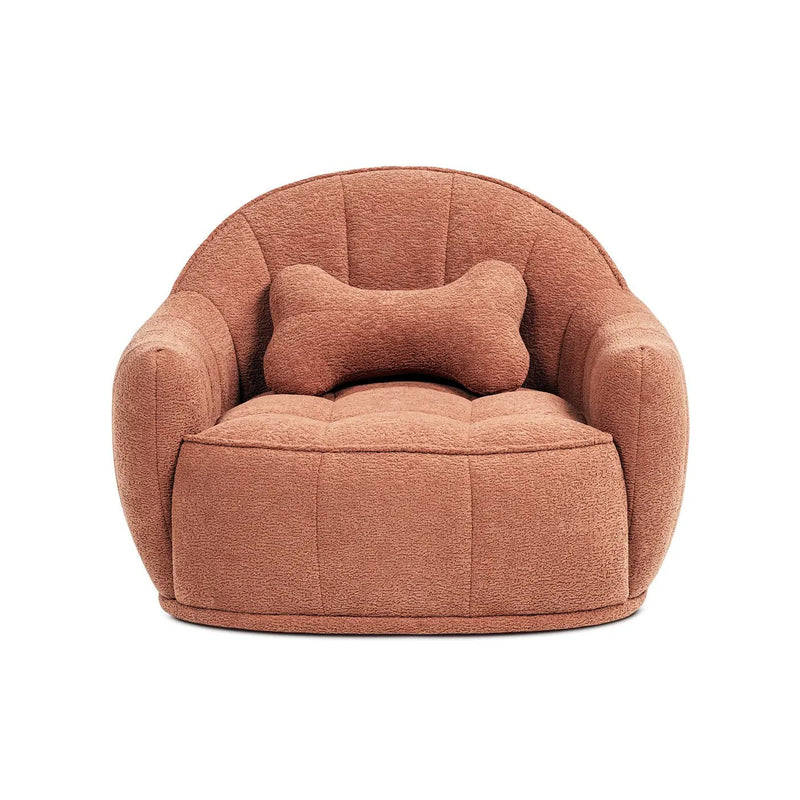 Louie 30.5" Modern Dog Sofa Bed with Bone Pillow, Medium, Spice by HouseOfZazla
