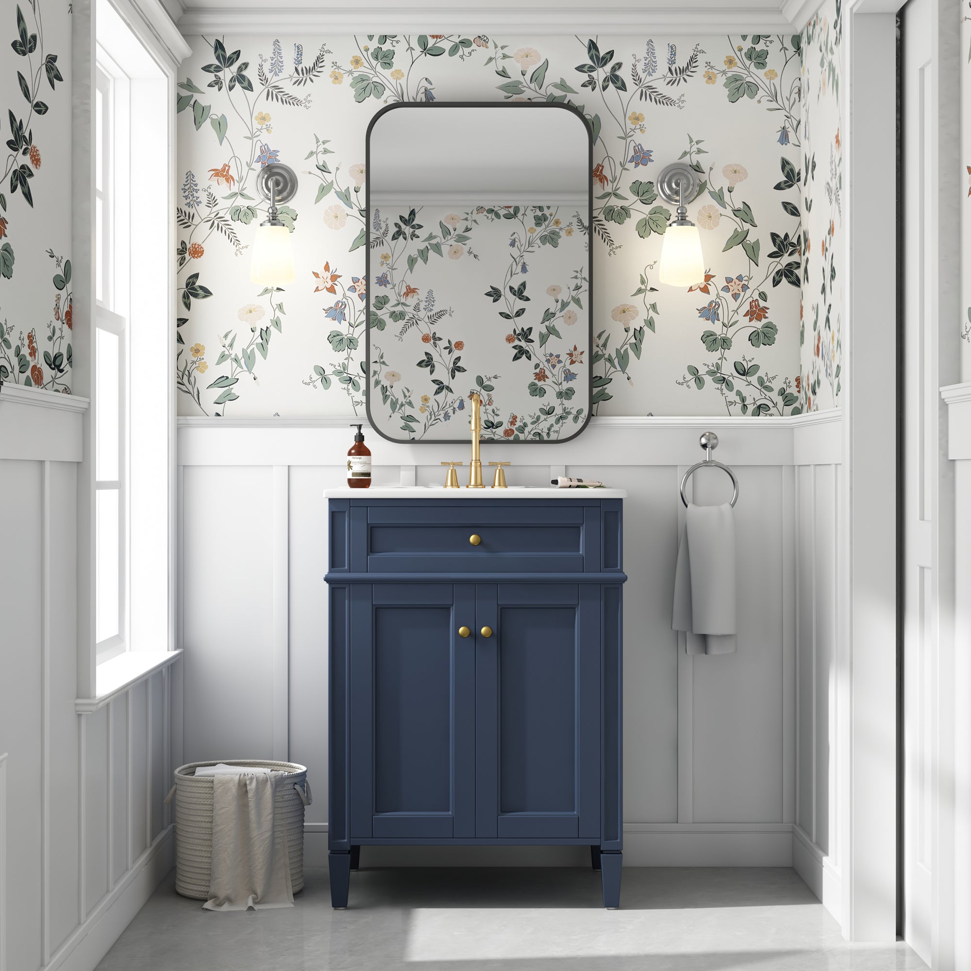 24" Bathroom Vanity with 2 Doors and Tip-Out Drawer by HouseOfZazla