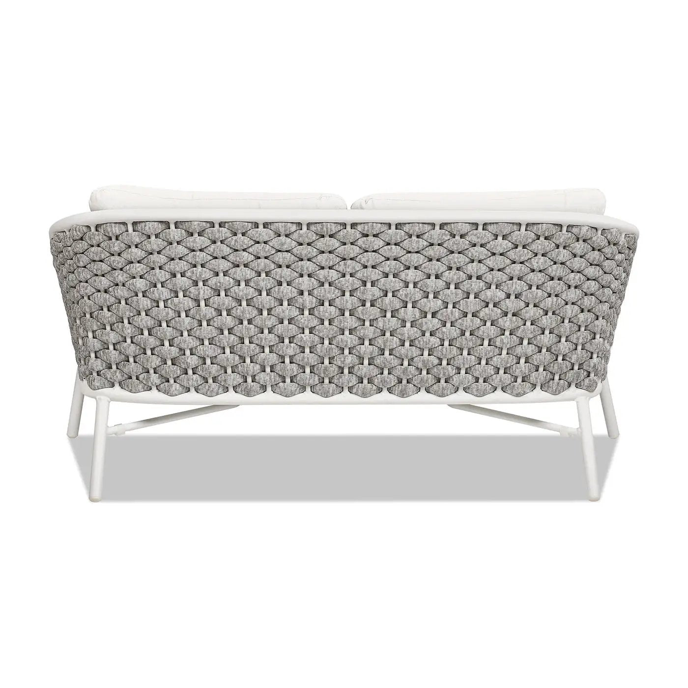 Rowan - Rope Barrel Back Patio Conversation Loveseat Sofa - Optic White by HouseOfZazla