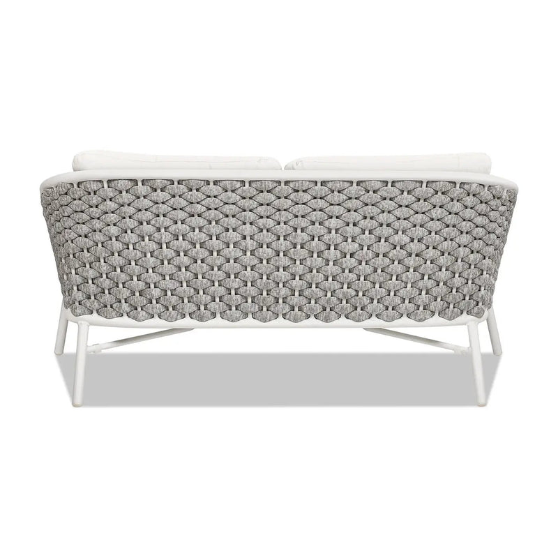 Rowan - Rope Barrel Back Patio Conversation Loveseat Sofa - Optic White by HouseOfZazla