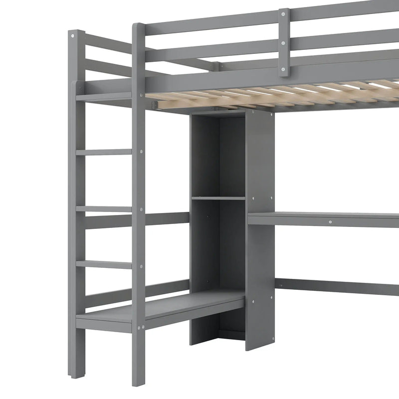 Loft Bed With Built In Desk And Multifunction Shelves by Unique Piece Furniture