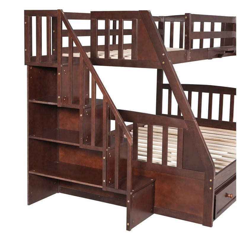 Bunk Bed With Drawers, Ladder And Storage Staircase by HouseOfZazla