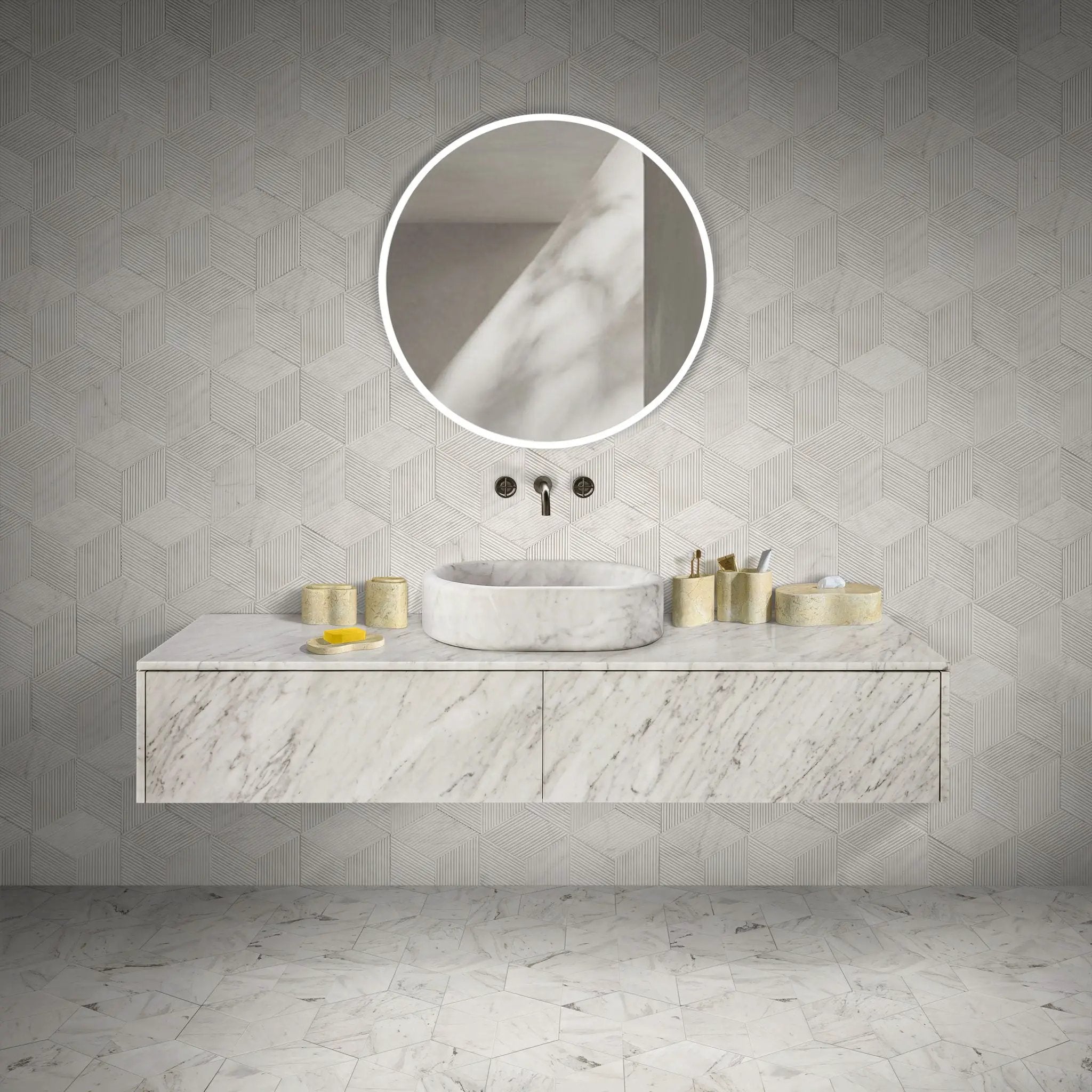 Elegant Natural Marble Bathroom Accessories Set by HouseOfZazla