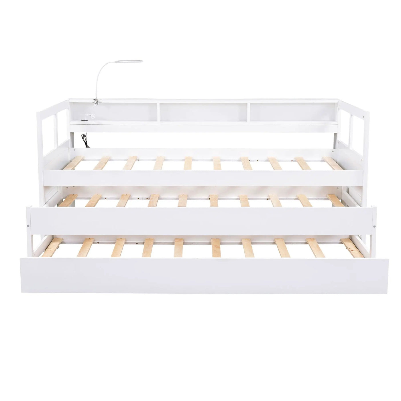 Daybed With 2 Trundles, 3 Storage Cubbies, Built In USB Charging Light by Unique Piece Furniture