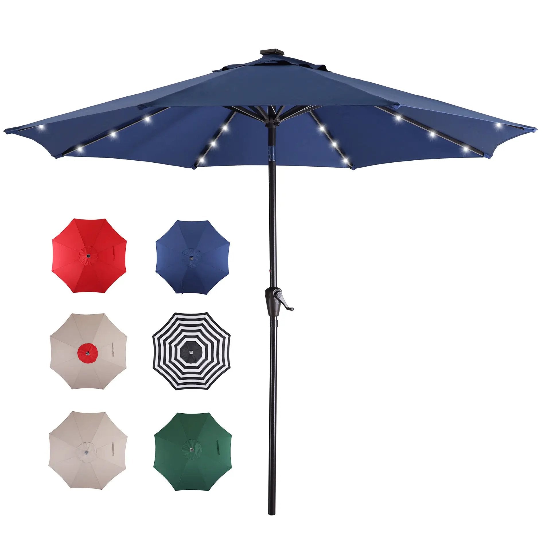 9Ft Patio Umbrella with 32 LED Solar Lights (Blue) by HouseOfZazla