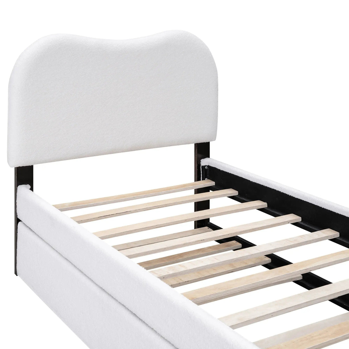 Upholstered Platform Bed With Wood Supporting Feet And Trundle by Unique Piece Furniture