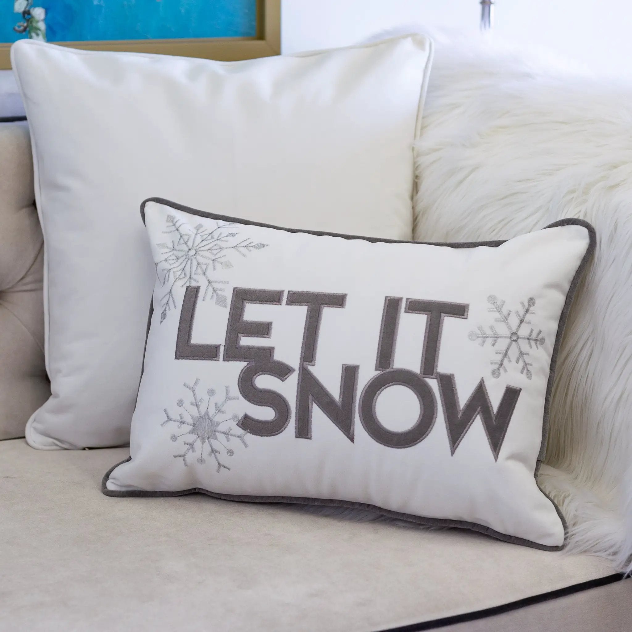 Nneka Let It Snow Lumbar Pillow by HouseOfZazla
