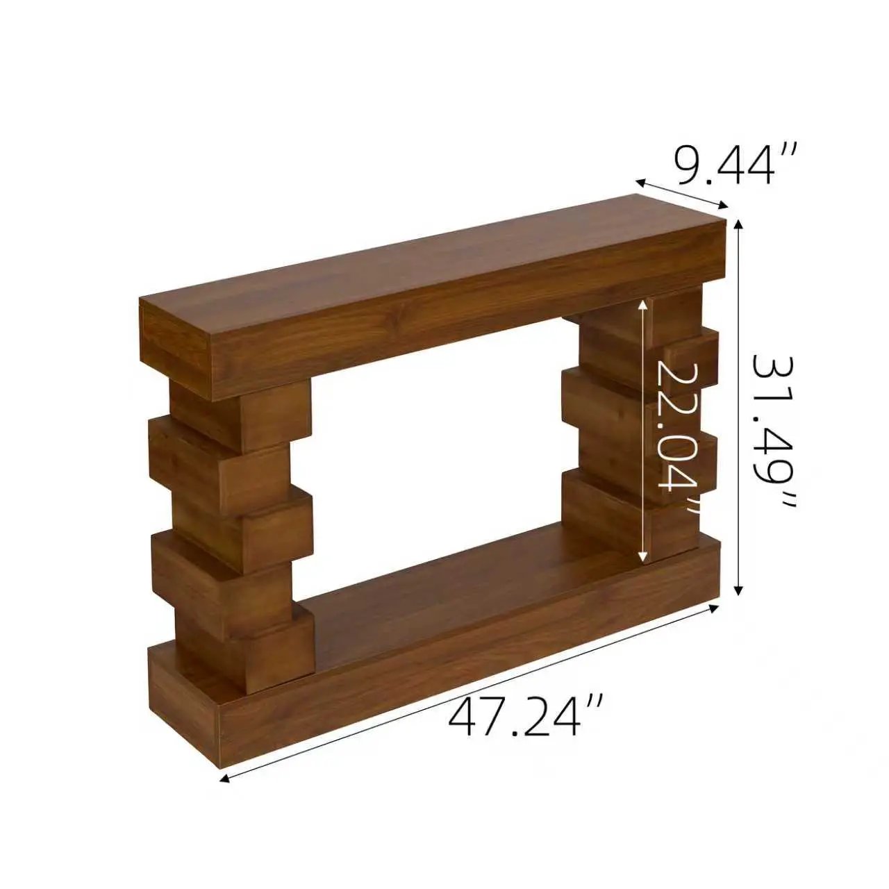 Geometric Block Stacked Wood Console Table by HouseOfZazla