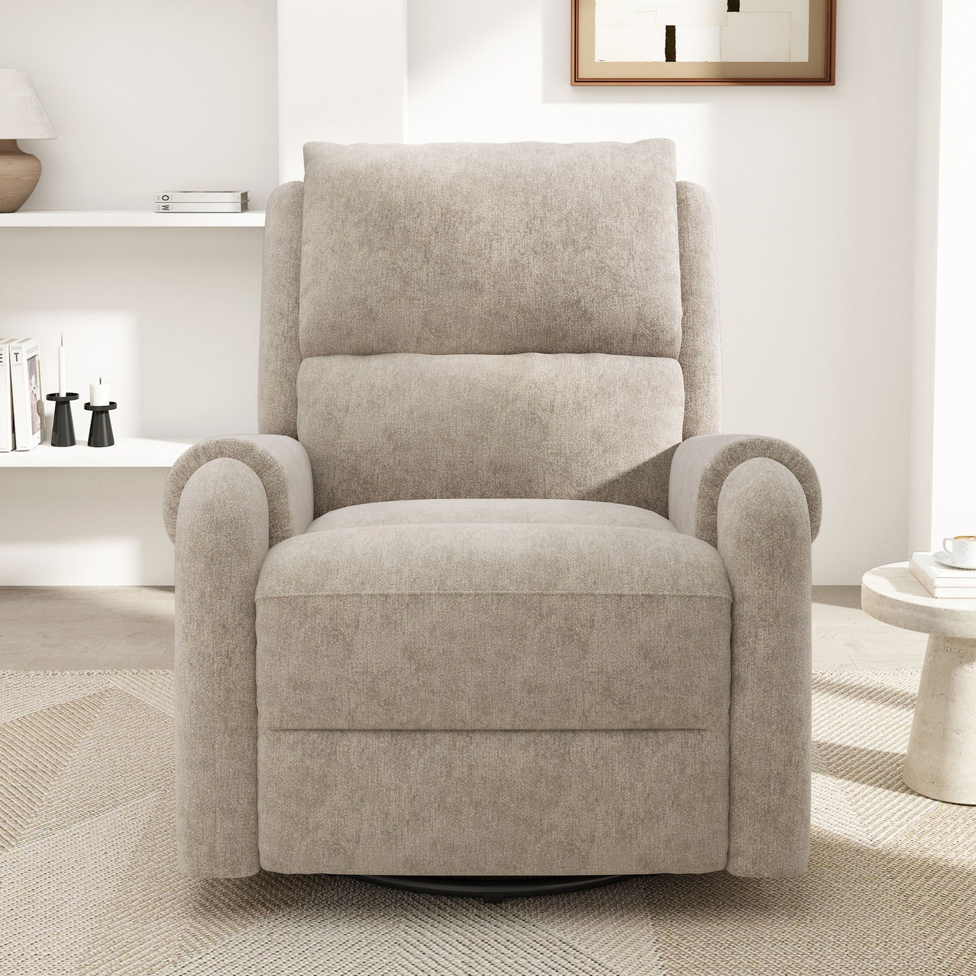 Manual Recliner Massage Chair With Swivel Rocker, 8 Massage Modes, Side Storage Pocket by Unique Piece Furniture