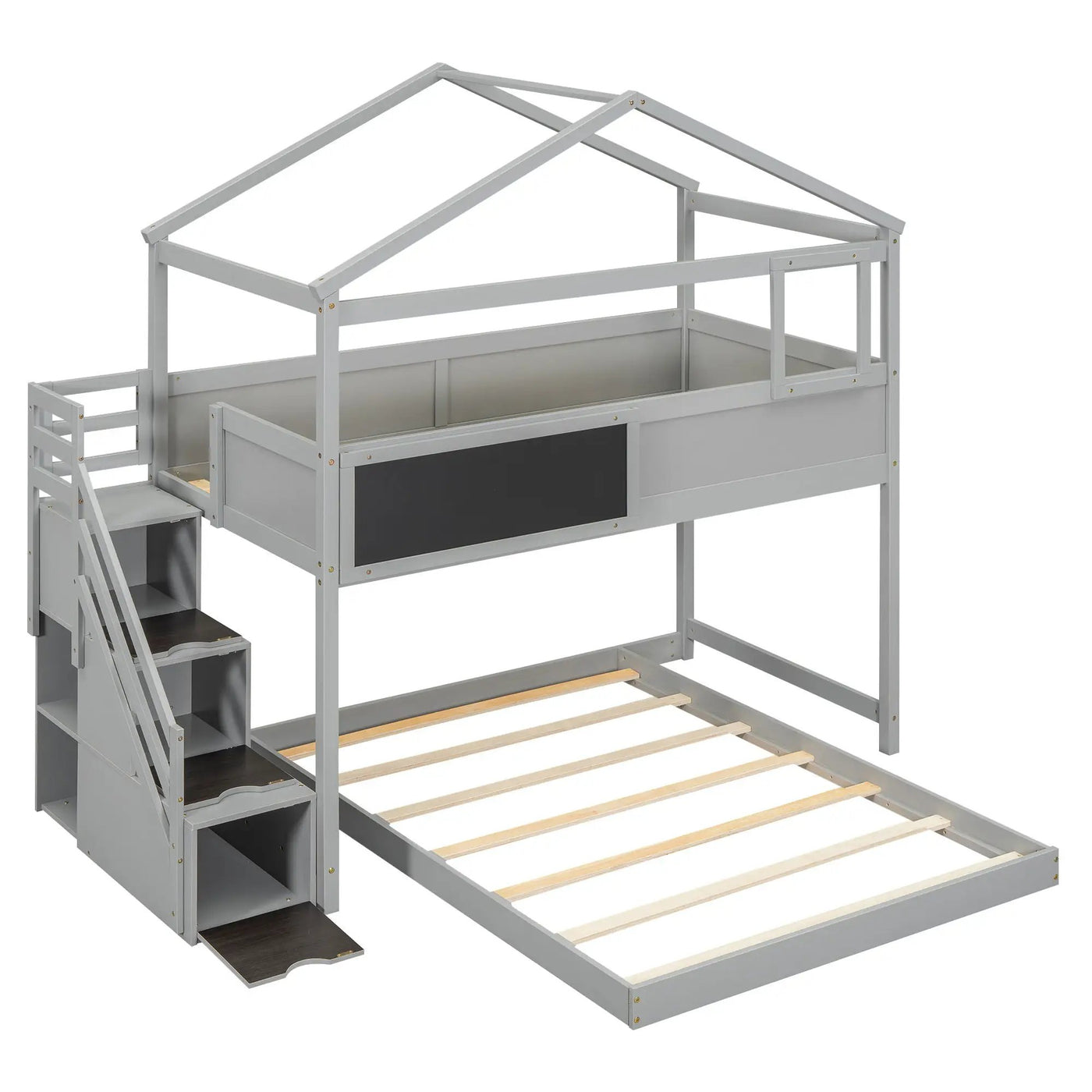 House Style Bunk Bed With Storage Staircase And board by Unique Piece Furniture