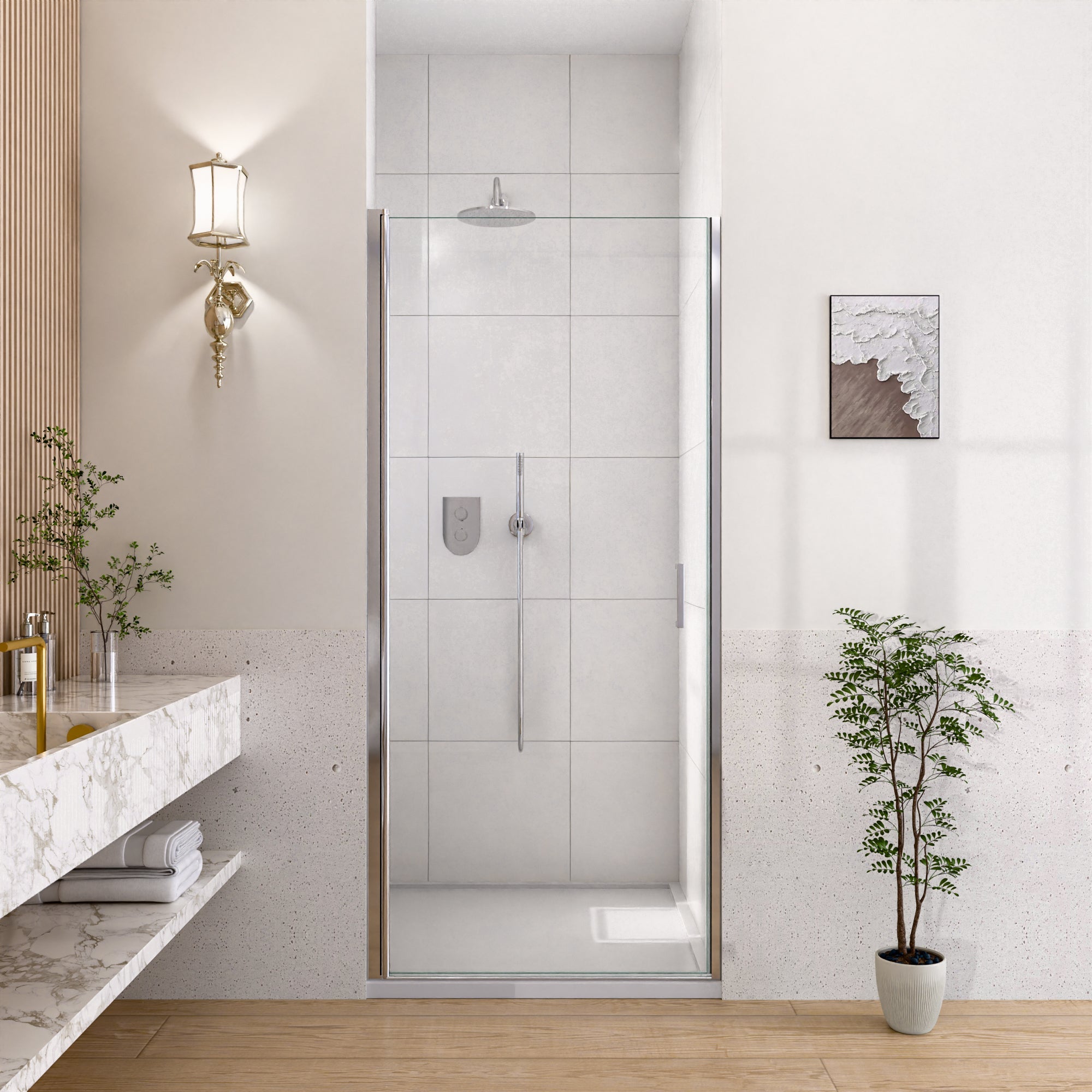 24" W x 72" H Semi-Frameless Circular Pivot Shower Door by HouseOfZazla