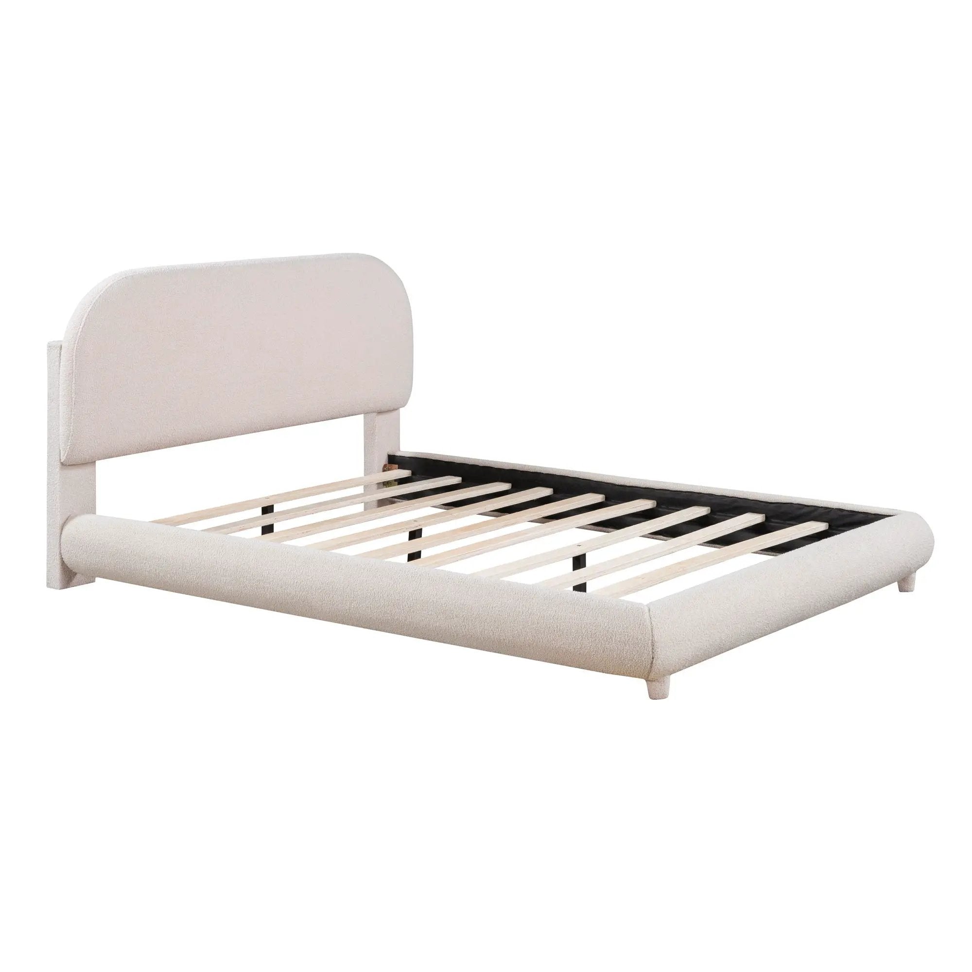 Upholstered Platform Bed With Thick Solid Frame And Stylish Curve-Shaped Design by HouseOfZazla