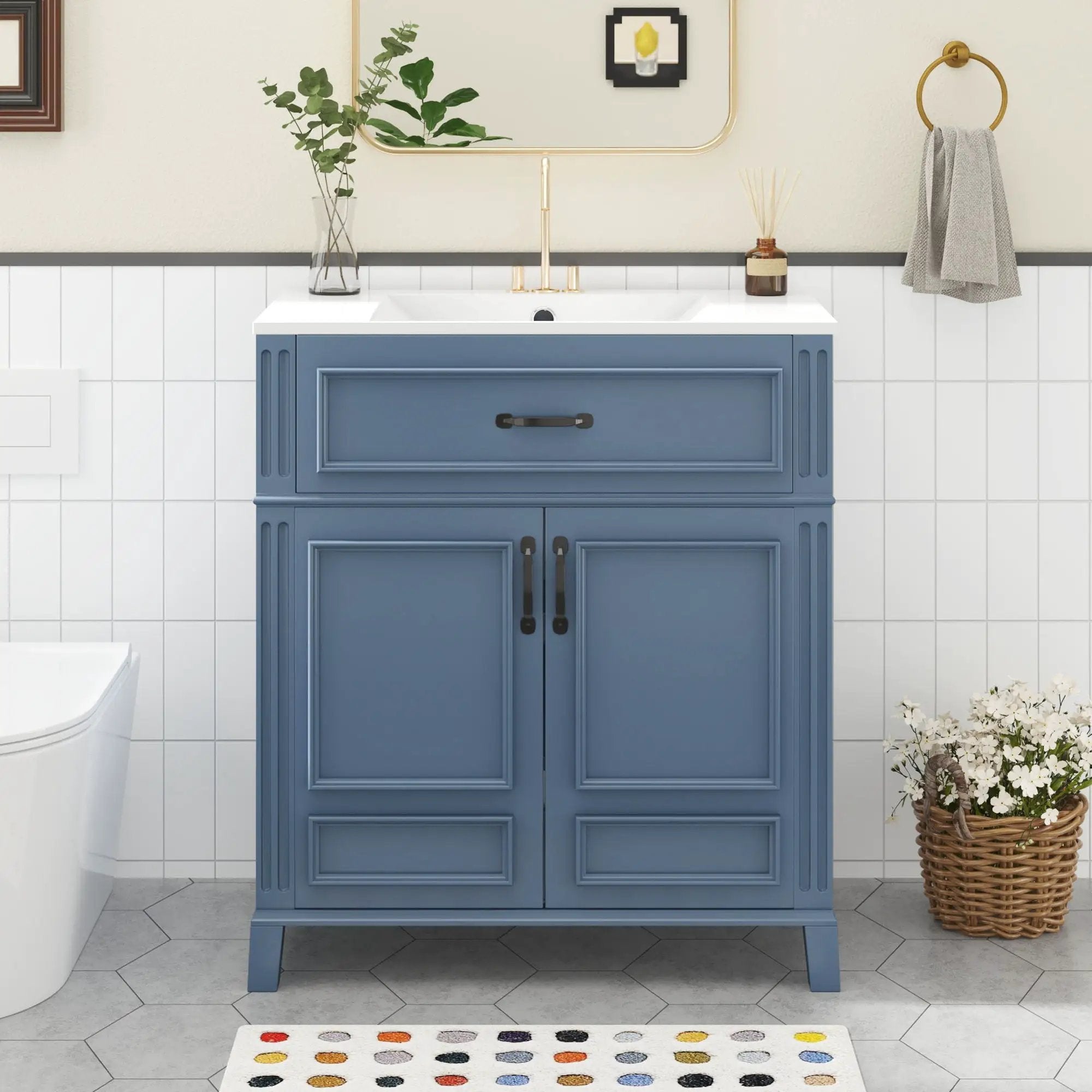 Bathroom Vanity With Sink Storage Cabinet - Blue by Unique Piece Furniture