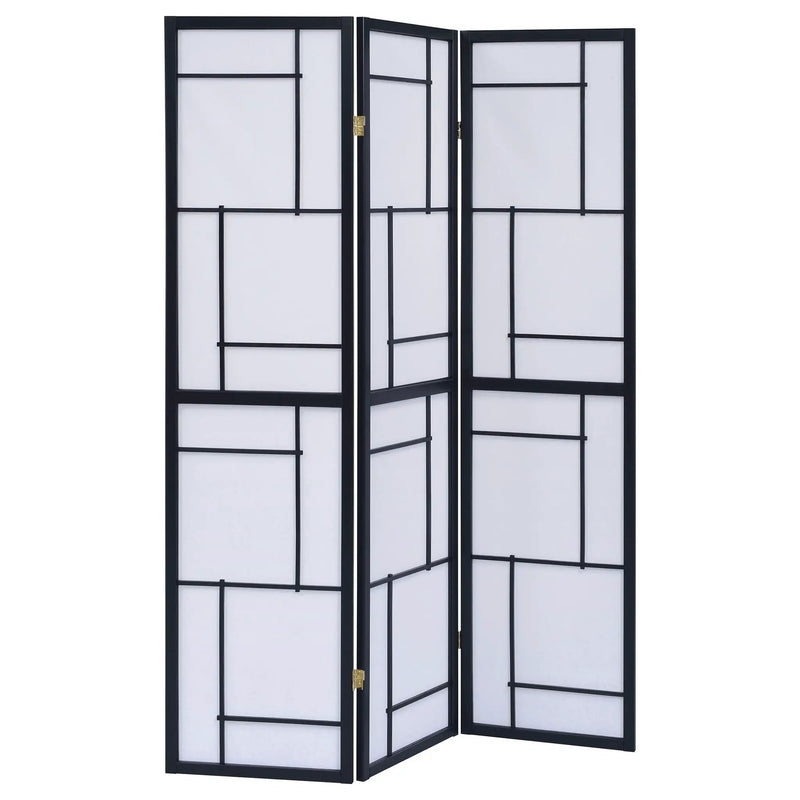 Damis 3-Panel Room Divider Folding Shoji Screen Black by Unique Piece Furniture