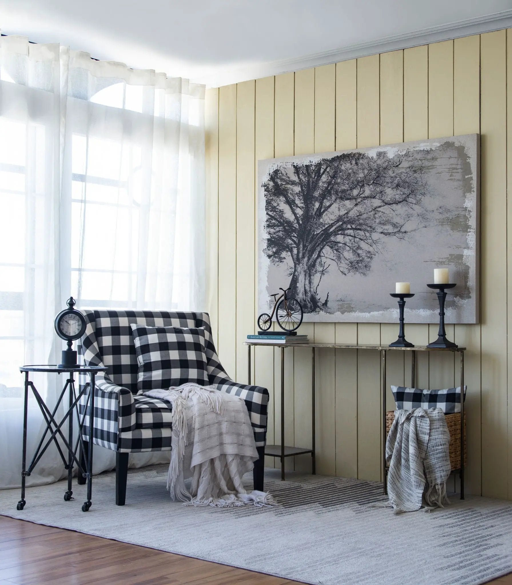 Large Arboreal Shelter Canvas Art Print, Traditional Style Floral Wall Art, Home Decor Accent Piece - Gray / White Matte by HouseOfZazla