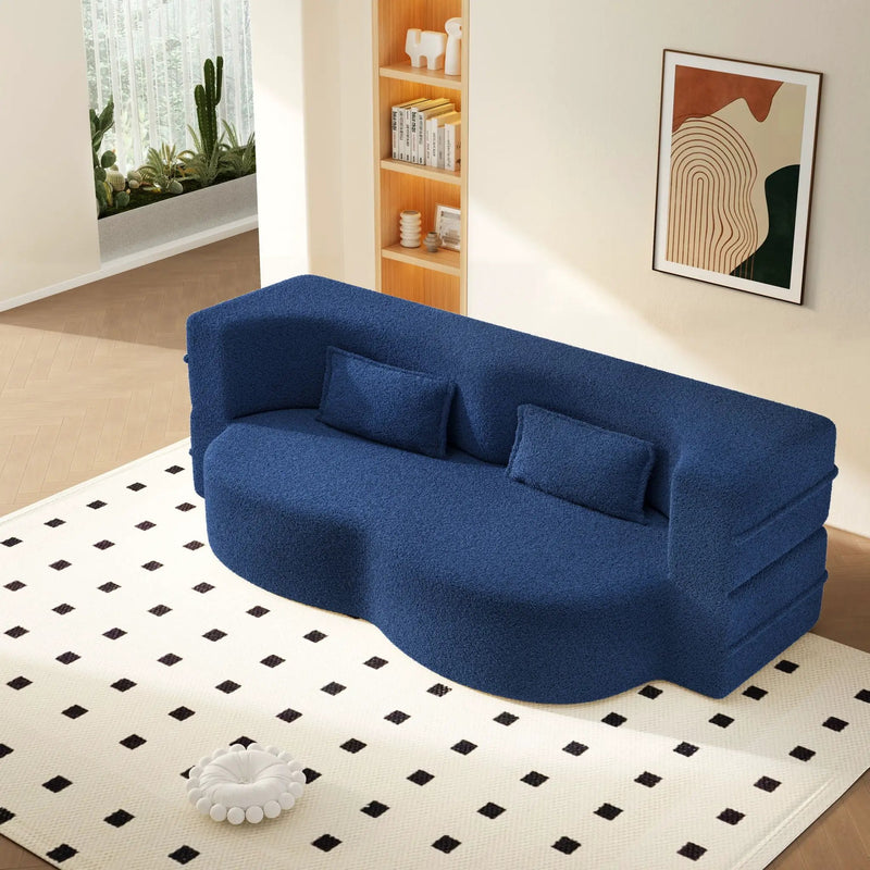 Modern Floor Sleeper Sofa Bed With 2 Pillows, Convertible Twin Size Folding Mattress For Living Room by HouseOfZazla