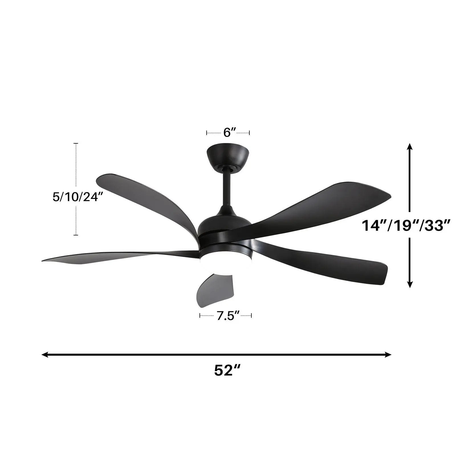 Ceiling Fan With 3-Color Dimmable LED Light and Remote Control - Black by HouseOfZazla