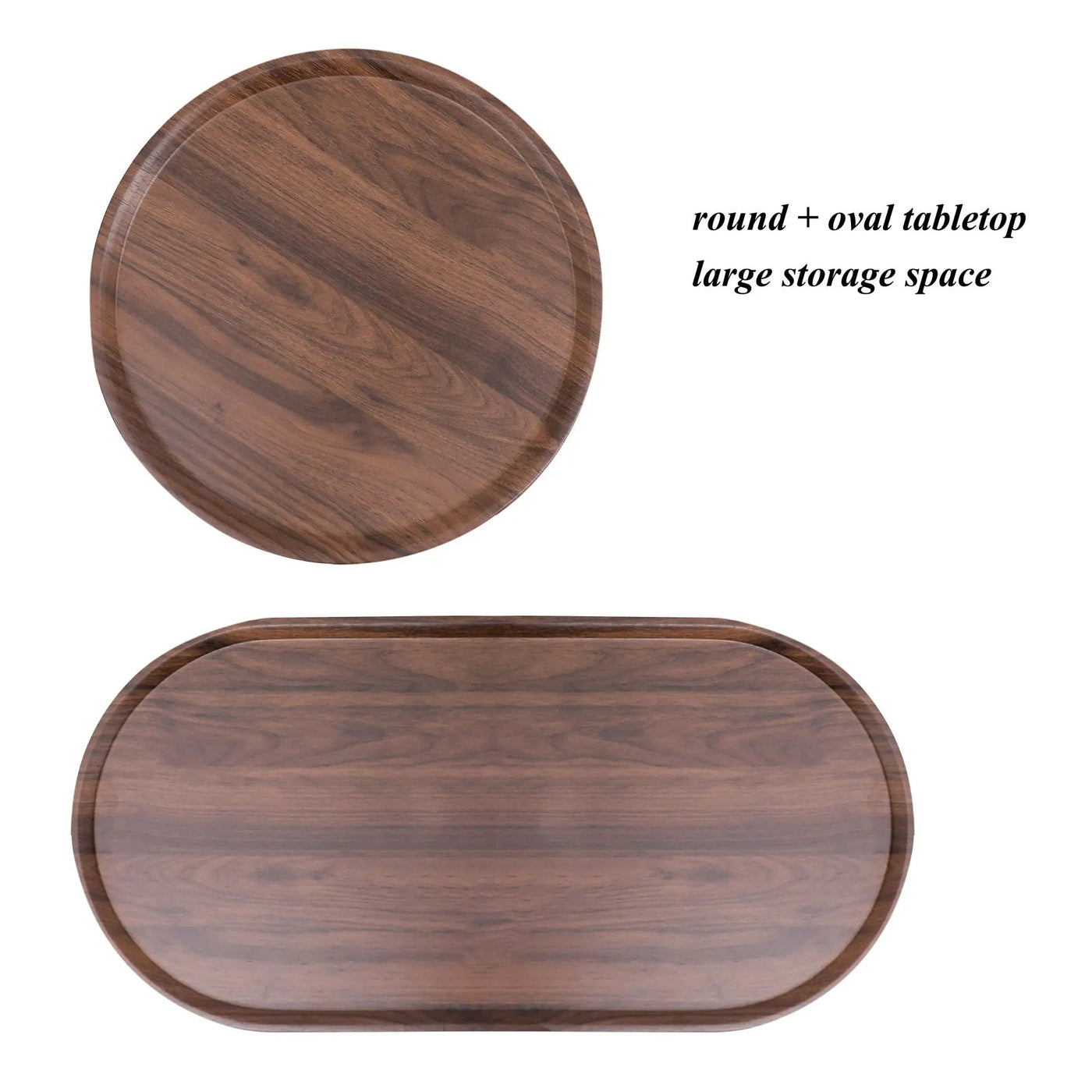 Round Coffee Table With Storage Tray 2 Tier Oval End Tables Wooden Small Side Table For Living Room by Unique Piece Furniture