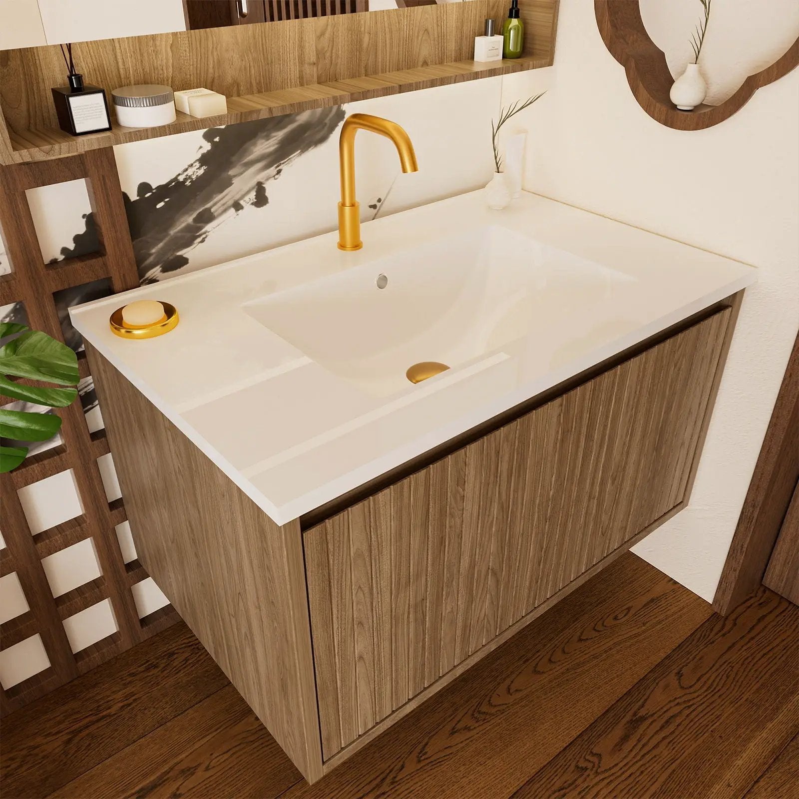 Wall Mounted Floating Bathroom Vanity With Sink And Drawers by Unique Piece Furniture