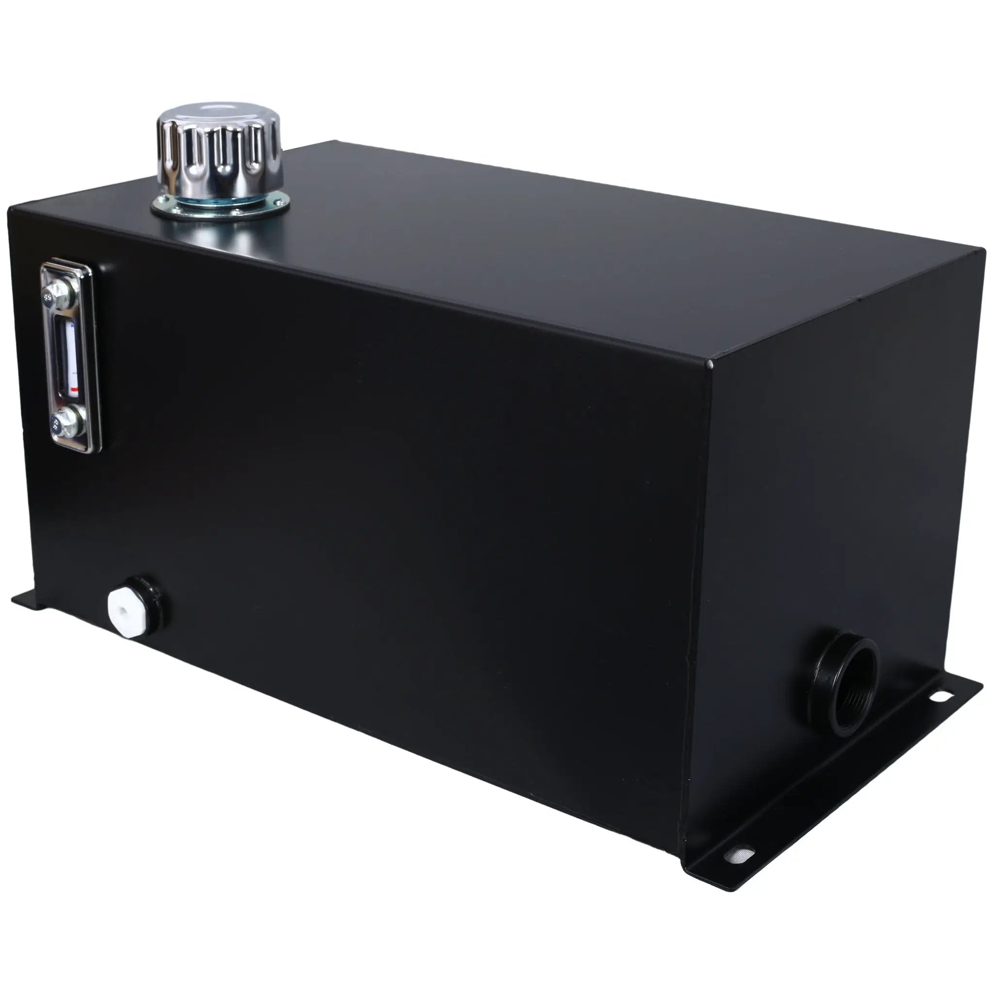 Heavy Duty Hydraulic Fluid Tank 10 Gal Steel Reservoir With Strainer, Gauge & Breather Cap For Tractors & Trucks - Black by HouseOfZazla