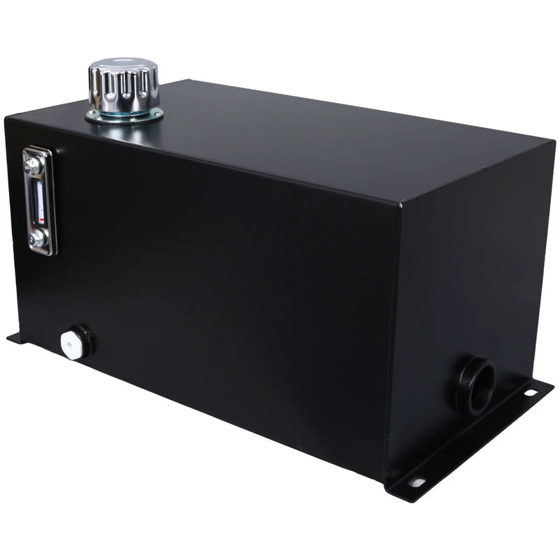 Heavy Duty Hydraulic Fluid Tank 10 Gal Steel Reservoir With Strainer, Gauge & Breather Cap For Tractors & Trucks - Black by HouseOfZazla