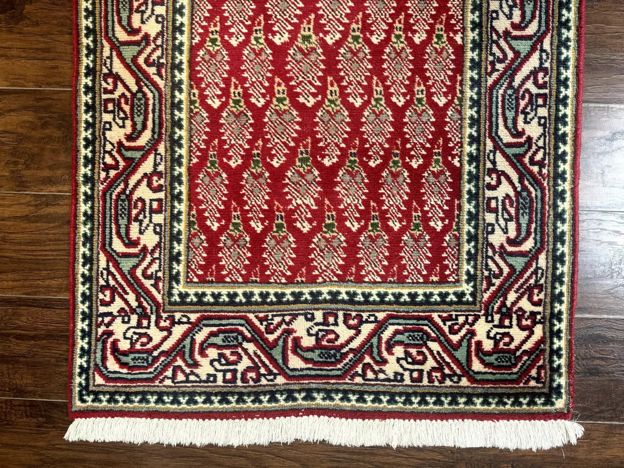 Persian Tabriz Runner Rug 3x16, Paisley Boteh Design, Red and Cream, Rug for Hallway, 16ft Wool Runner by Jewel Rugs