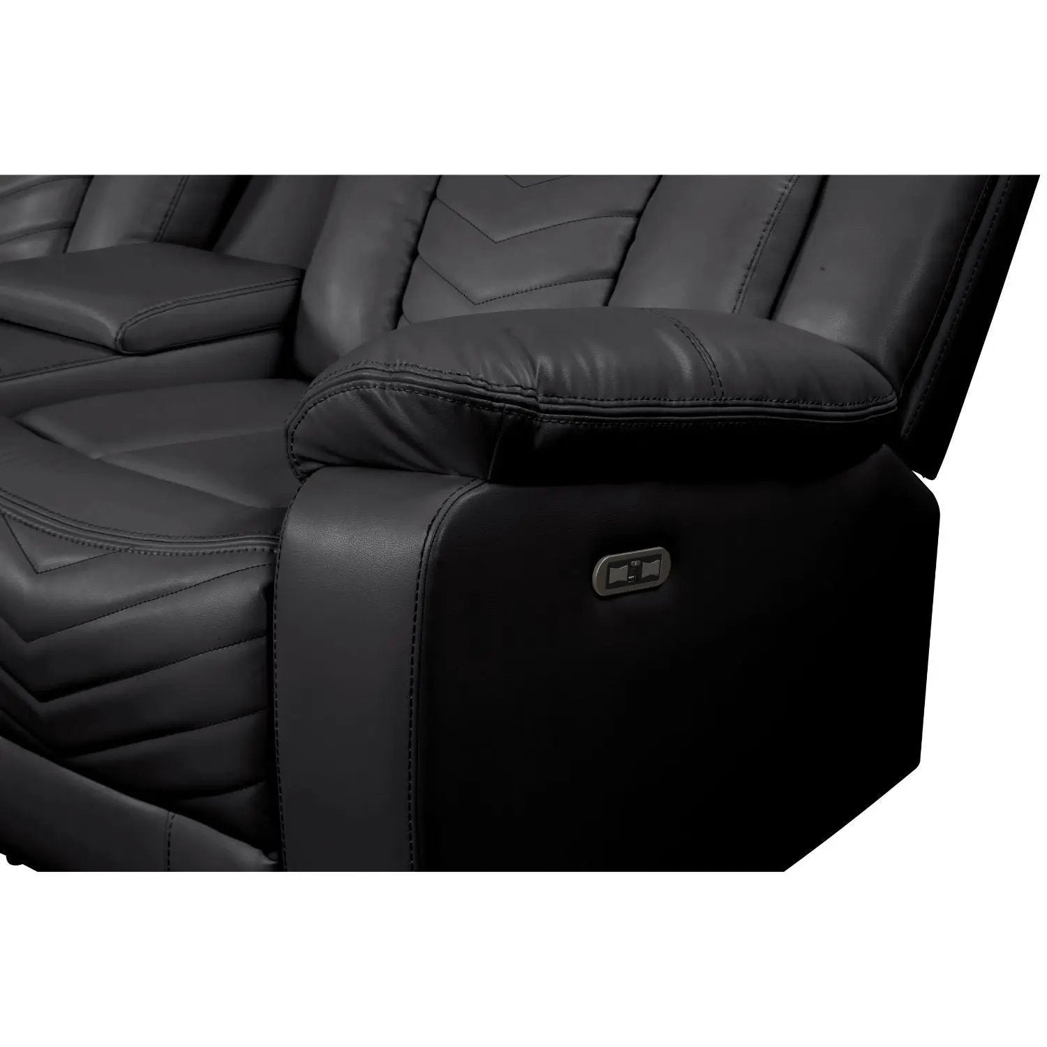 Challenger - Recliner Sectional Sofa, Built In USB, C Ports & Bluetooth by HouseOfZazla
