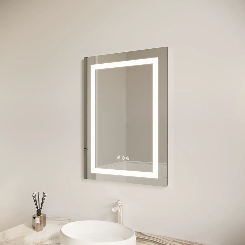Bathroom Medicine Cabinet With LED Mirror, Anti-Fog, Waterproof, 3000K~6000K Single Door Lighted Bathroom Cabinet With Touch Swich by Unique Piece Furniture