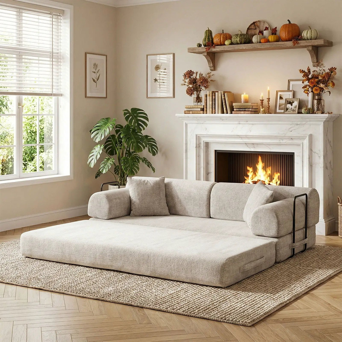 Modern 2 Tone Fabric Convertible Sleeper Sofa Bed by HouseOfZazla