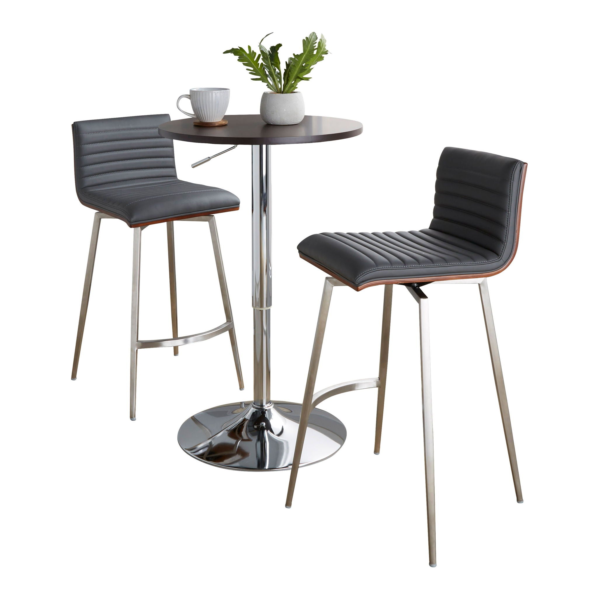 Mason - 3 Piece Swivel Mid Century Modern Counter Height Dining Set With Adjustable Table by HouseOfZazla